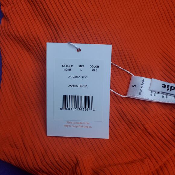 Andie Swim The Asbury Rib One Piece in Siren Red Women's Small NWT - Picture 10 of 10